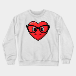 Cute Heart Face With Glasses Crewneck Sweatshirt