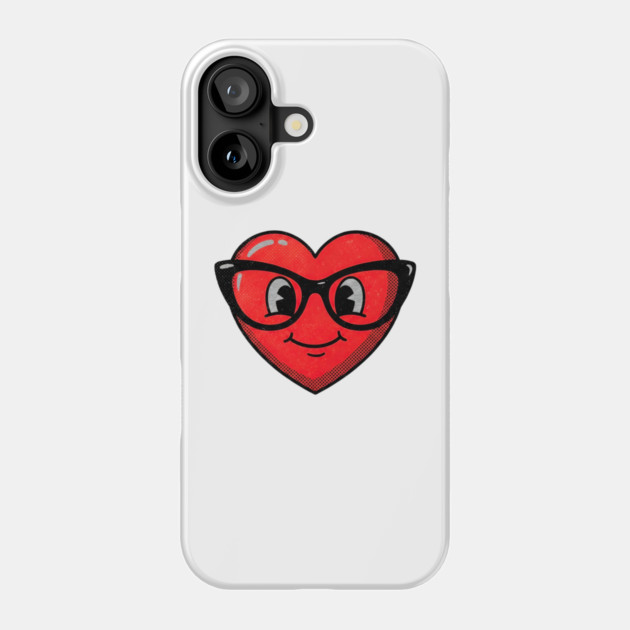 Cute Heart Face With Glasses Phone Case by Creatifly Graphic Tees