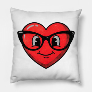 Cute Heart Face With Glasses Pillow