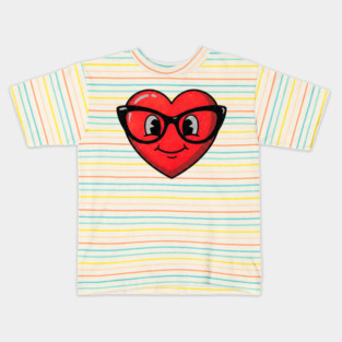 Cute Heart Face With Glasses Kids T-Shirt