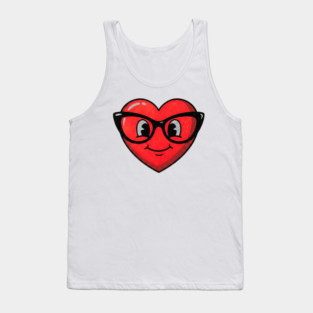 Cute Heart Face With Glasses Tank Top