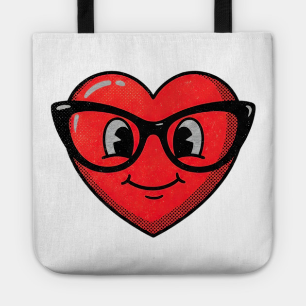 Cute Heart Face With Glasses Tote by Creatifly Graphic Tees