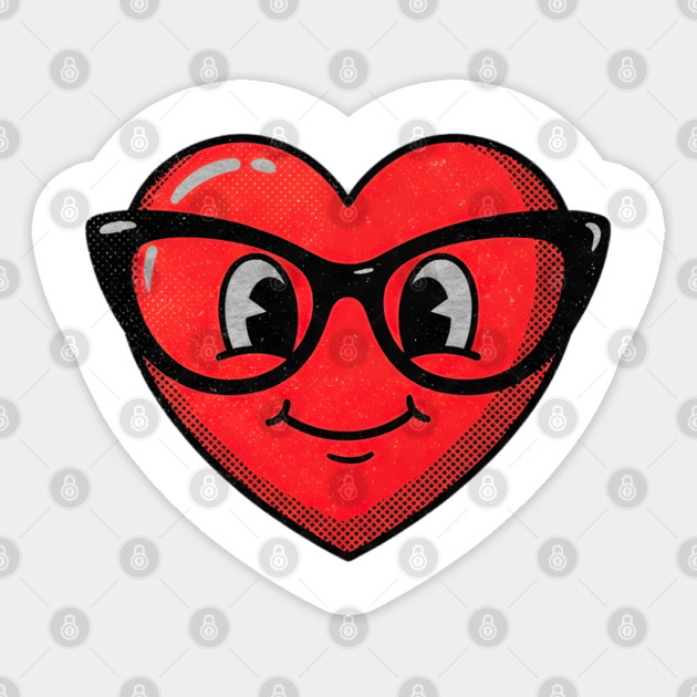 Cute Heart Face With Glasses Sticker by Creatifly Graphic Tees