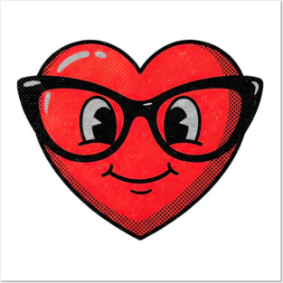 Cute Heart Face With Glasses Posters and Art