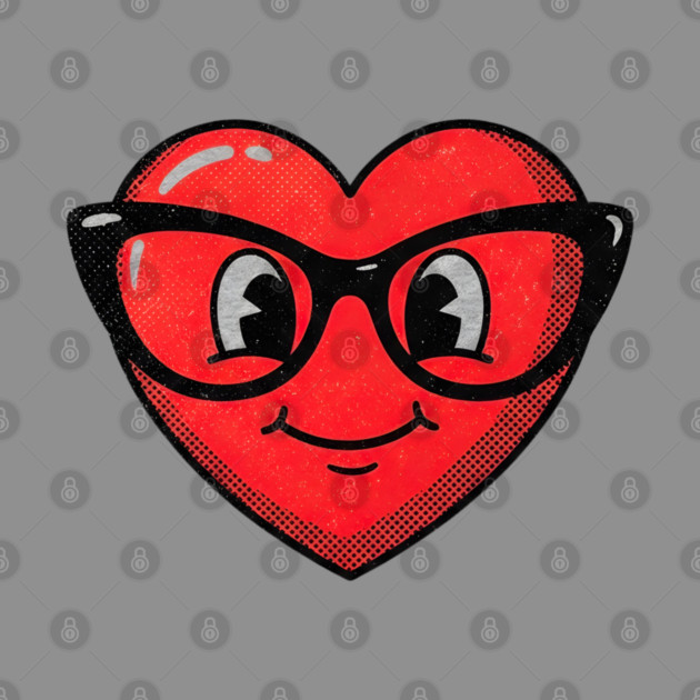 Cute Heart Face With Glasses by Creatifly Graphic Tees