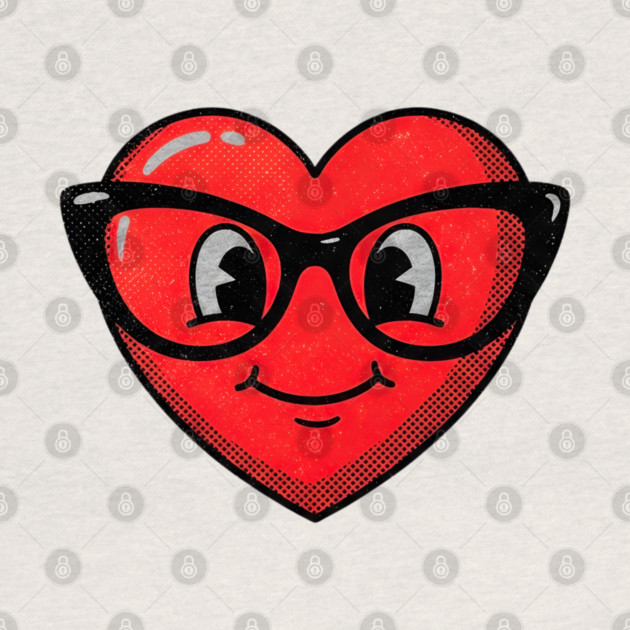 Cute Heart Face With Glasses by Creatifly Graphic Tees