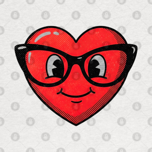 Cute Heart Face With Glasses by Creatifly Graphic Tees