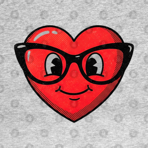 Cute Heart Face With Glasses by Creatifly Graphic Tees
