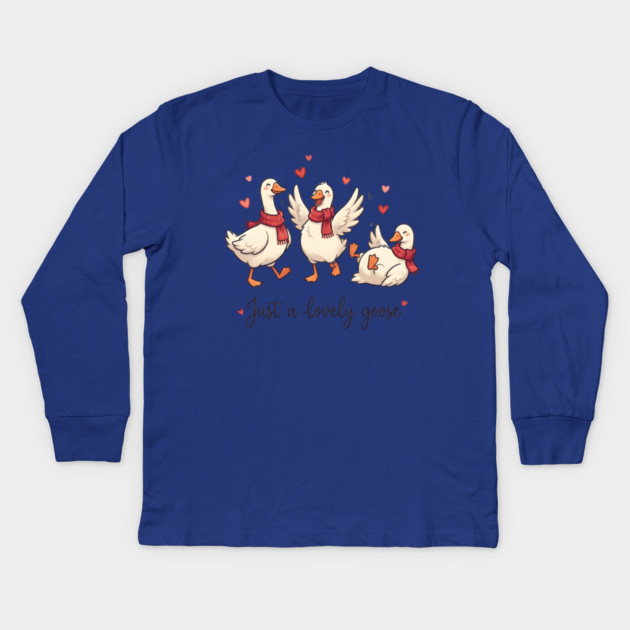 Just a Lovely Goose Kids Long Sleeve T-Shirt by Creatifly Graphic Tees