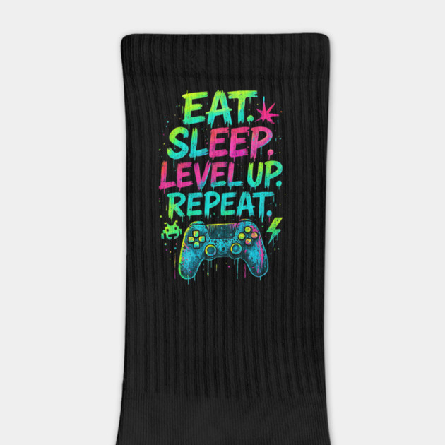 Eat Sleep Level Up Repeat Funny Gamer Video Game by yangho