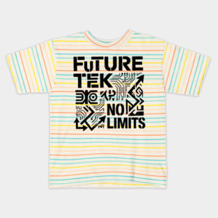 Future Tek No Limits T-Shirt | Cyber Streetwear Graphic Tee | Bold Typography Design Kids T-Shirt