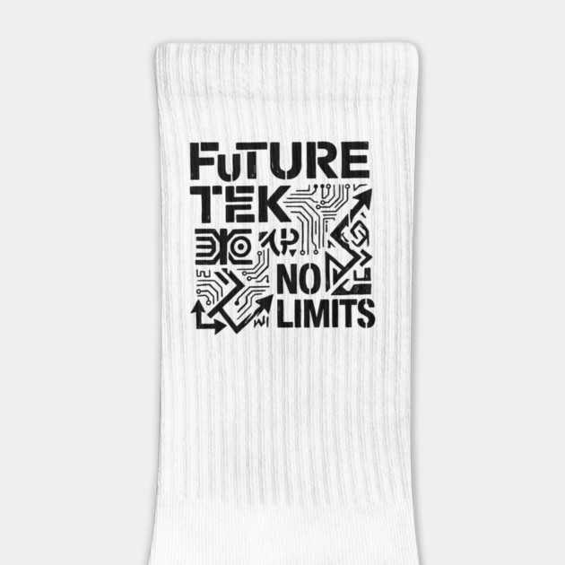Future Tek No Limits T-Shirt | Cyber Streetwear Graphic Tee | Bold Typography Design by Muhammad Naveed Khan