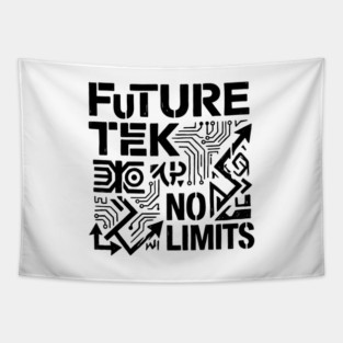 Future Tek No Limits T-Shirt | Cyber Streetwear Graphic Tee | Bold Typography Design Tapestry