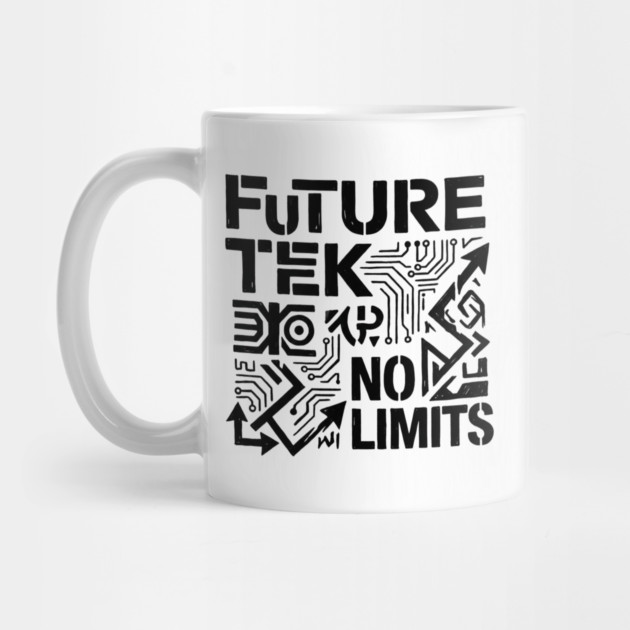 Future Tek No Limits T-Shirt | Cyber Streetwear Graphic Tee | Bold Typography Design by Muhammad Naveed Khan