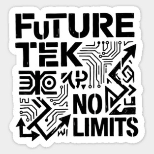 Future Tek No Limits T-Shirt | Cyber Streetwear Graphic Tee | Bold Typography Design Sticker