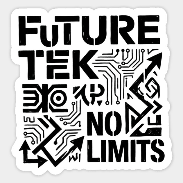 Future Tek No Limits T-Shirt | Cyber Streetwear Graphic Tee | Bold Typography Design Magnet by Muhammad Naveed Khan
