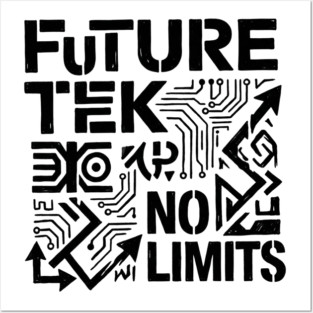 Future Tek No Limits T-Shirt | Cyber Streetwear Graphic Tee | Bold Typography Design Posters and Art