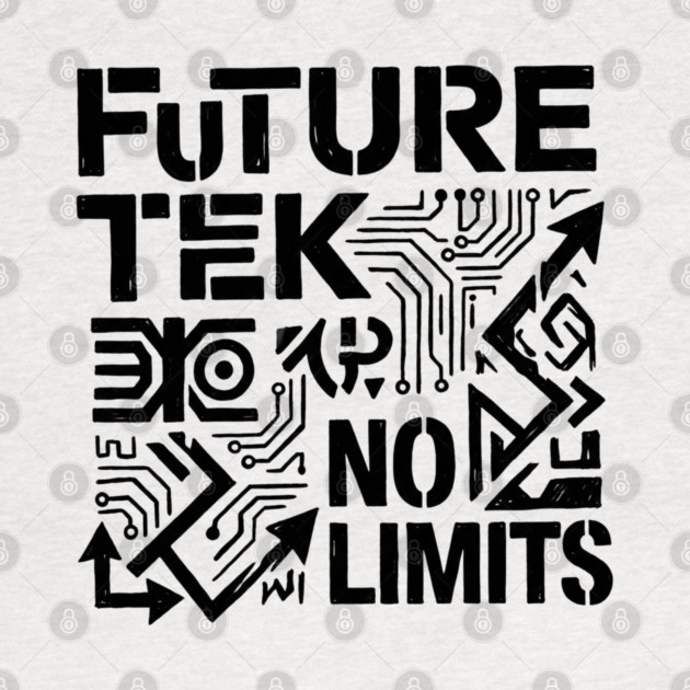 Future Tek No Limits T-Shirt | Cyber Streetwear Graphic Tee | Bold Typography Design by Muhammad Naveed Khan