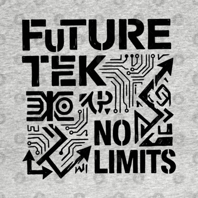 Future Tek No Limits T-Shirt | Cyber Streetwear Graphic Tee | Bold Typography Design by Muhammad Naveed Khan
