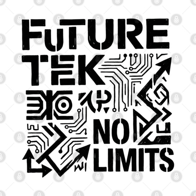 Future Tek No Limits T-Shirt | Cyber Streetwear Graphic Tee | Bold Typography Design by Muhammad Naveed Khan