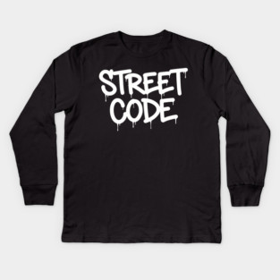 Street Code T-Shirt | Bold Urban Typography Tee | Streetwear Graphic Design Kids Long Sleeve T-Shirt