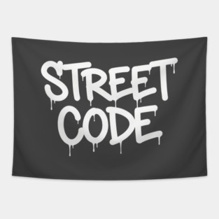 Street Code T-Shirt | Bold Urban Typography Tee | Streetwear Graphic Design Tapestry