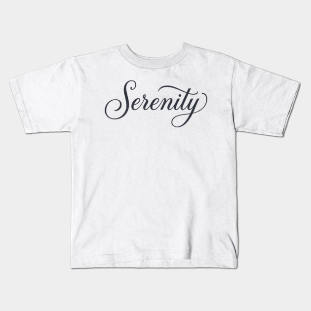 Serenity T-Shirt | Minimal Bold Typography Tee | Modern Urban Streetwear Graphic Kids T-Shirt by Muhammad Naveed Khan