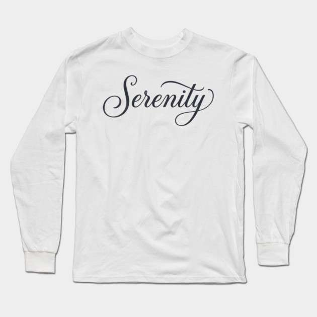 Serenity T-Shirt | Minimal Bold Typography Tee | Modern Urban Streetwear Graphic Long Sleeve T-Shirt by Muhammad Naveed Khan