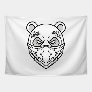 Cool Panda Graffiti T-Shirt | Urban Streetwear Mascot Tee | Bold Graphic Design Tapestry