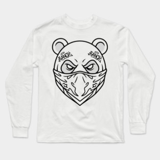 Cool Panda Graffiti T-Shirt | Urban Streetwear Mascot Tee | Bold Graphic Design Long Sleeve T-Shirt