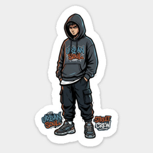 Urban Soul Street Crew T-Shirt | Bold Collective Streetwear Tee | Urban Graphic Design Sticker