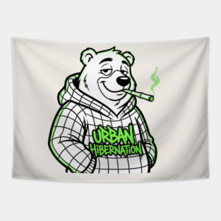 Urban Hibernation T-Shirt | Modern Streetwear Typography Tee | Urban Graphic Design Tapestry