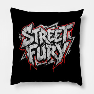 Street Fury T-Shirt | Bold Urban Streetwear Typography Tee | Power Graphic Design Pillow