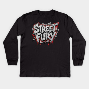 Street Fury T-Shirt | Bold Urban Streetwear Typography Tee | Power Graphic Design Kids Long Sleeve T-Shirt