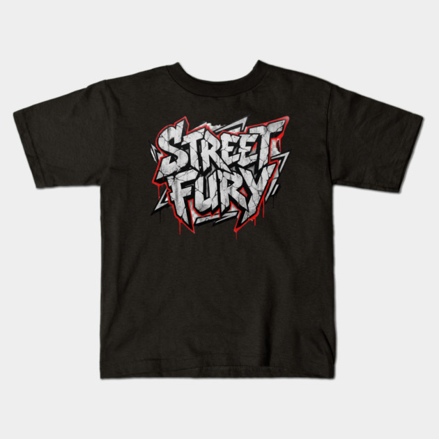 Street Fury T-Shirt | Bold Urban Streetwear Typography Tee | Power Graphic Design Kids T-Shirt by Muhammad Naveed Khan