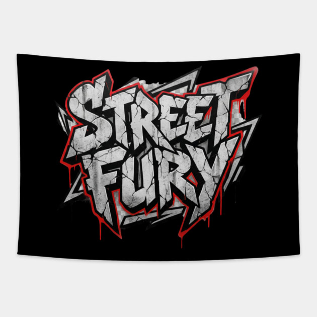 Street Fury T-Shirt | Bold Urban Streetwear Typography Tee | Power Graphic Design Tapestry by Muhammad Naveed Khan