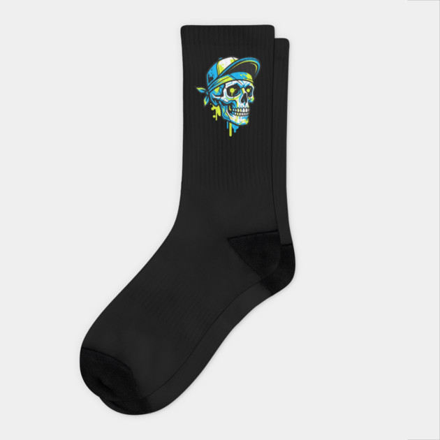 Skull T-Shirt | Bold Dark Streetwear Graphic Tee | Urban Edge Design Socks by Muhammad Naveed Khan