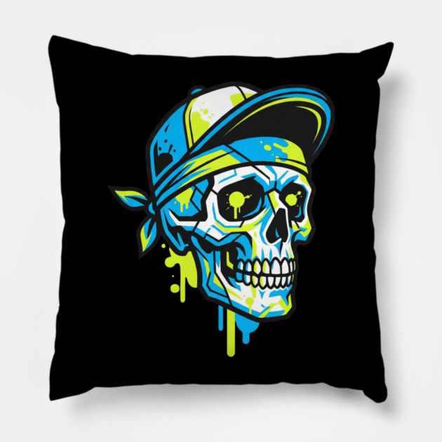 Skull T-Shirt | Bold Dark Streetwear Graphic Tee | Urban Edge Design Pillow by Muhammad Naveed Khan