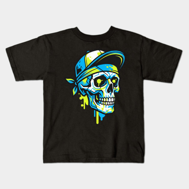 Skull T-Shirt | Bold Dark Streetwear Graphic Tee | Urban Edge Design Kids T-Shirt by Muhammad Naveed Khan