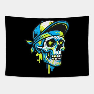 Skull T-Shirt | Bold Dark Streetwear Graphic Tee | Urban Edge Design Tapestry