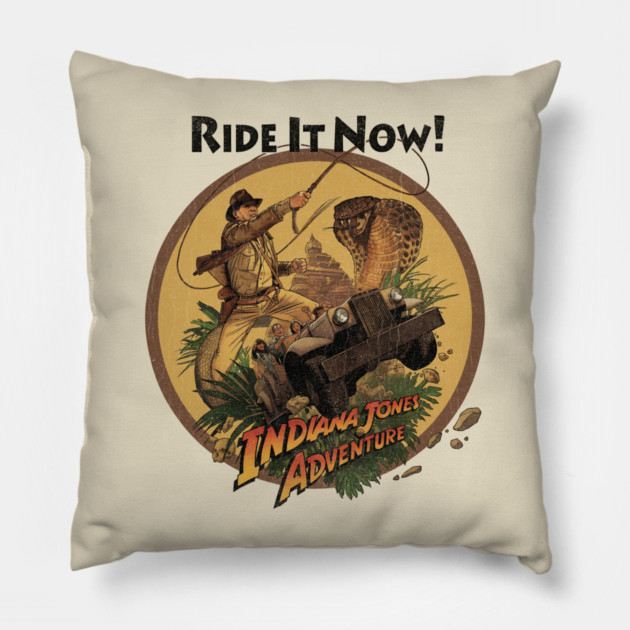 Indy the Ride Temple of Doom Anaheim California theme Park Attraction Pillow by Joaddo
