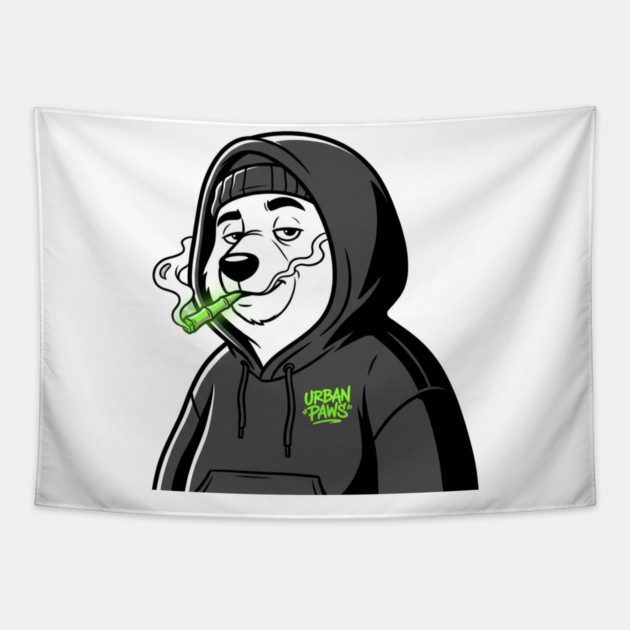 Urban Paws T-Shirt | Cool Streetwear Animal Graphic Tee | Bold Mascot Design Tapestry by Muhammad Naveed Khan