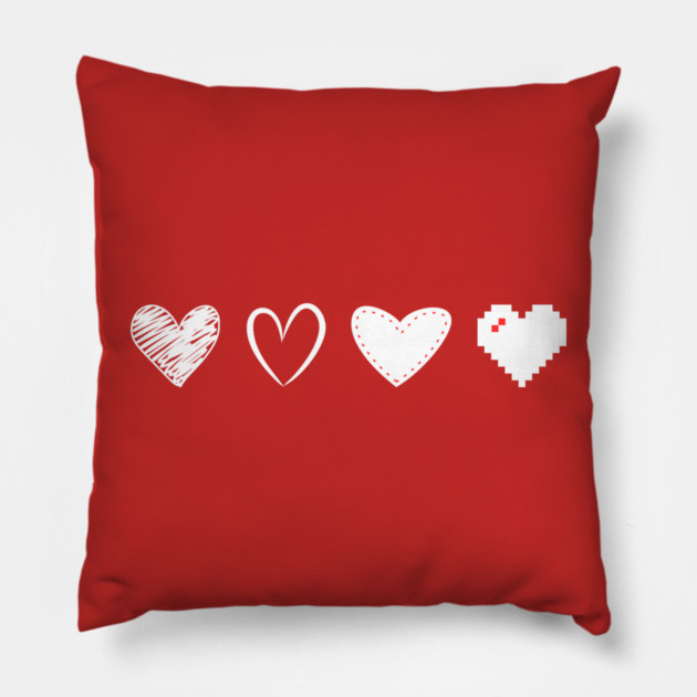 Valentine Hearts Pillow by Creatifly Graphic Tees