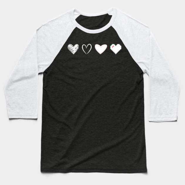 Valentine Hearts Baseball T-Shirt by Creatifly Graphic Tees
