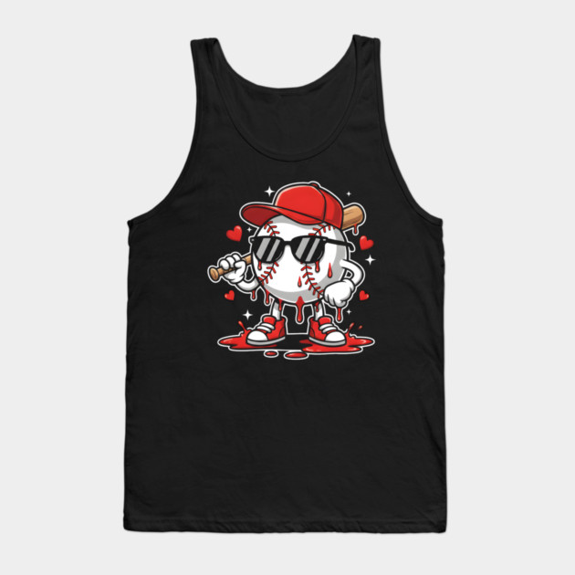 Dripping Baseball Mascot For Valentine's Day Tank Top by Creatifly Graphic Tees