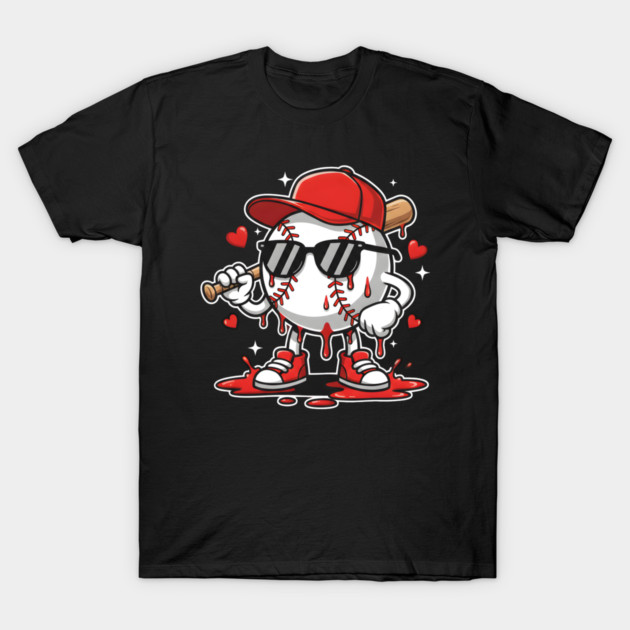 Dripping Baseball Mascot For Valentine's Day T-Shirt by Creatifly Graphic Tees