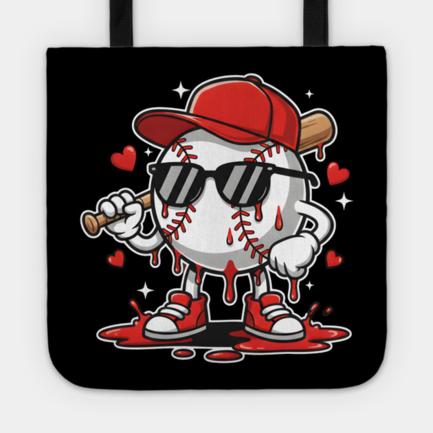 Dripping Baseball Mascot For Valentine's Day Tote by Creatifly Graphic Tees