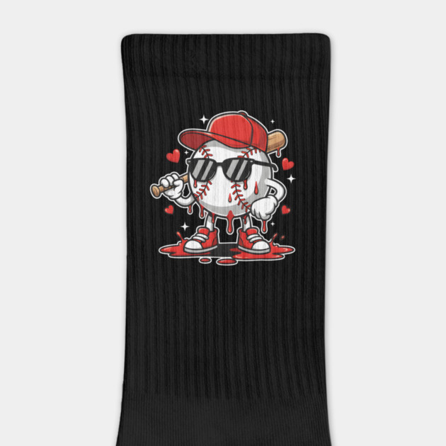 Dripping Baseball Mascot For Valentine's Day by Creatifly Graphic Tees
