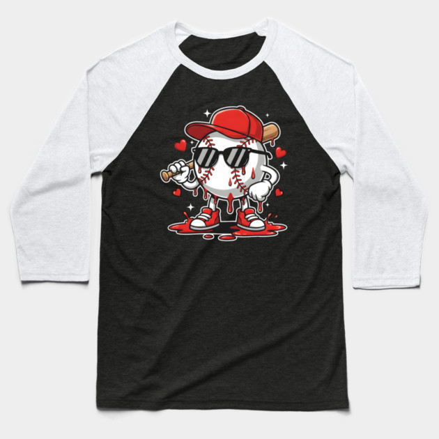 Dripping Baseball Mascot For Valentine's Day Baseball T-Shirt by Creatifly Graphic Tees