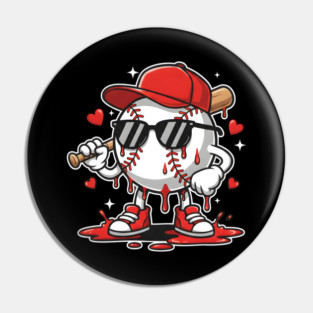 Dripping Baseball Mascot For Valentine's Day Pin